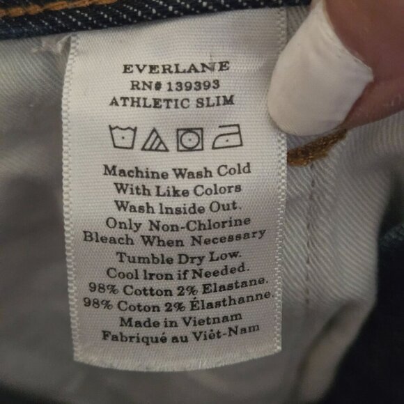 Everlane The Athletic Fit Selvedge Denim Jeans Indigo Rinse 5 Pocket Size 35x32 - Picture 10 of 10